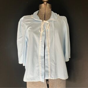 Damaged! Vintage Sears Baby Blue Fleece Peignoir Sleep Jacket Size Large
